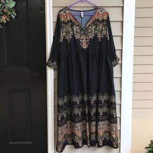 Bohemian Black Floral Maxi Dress